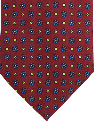 E. Marinella Napoli Tie Maroon Royal Blue Lime Floral - Wide Necktie