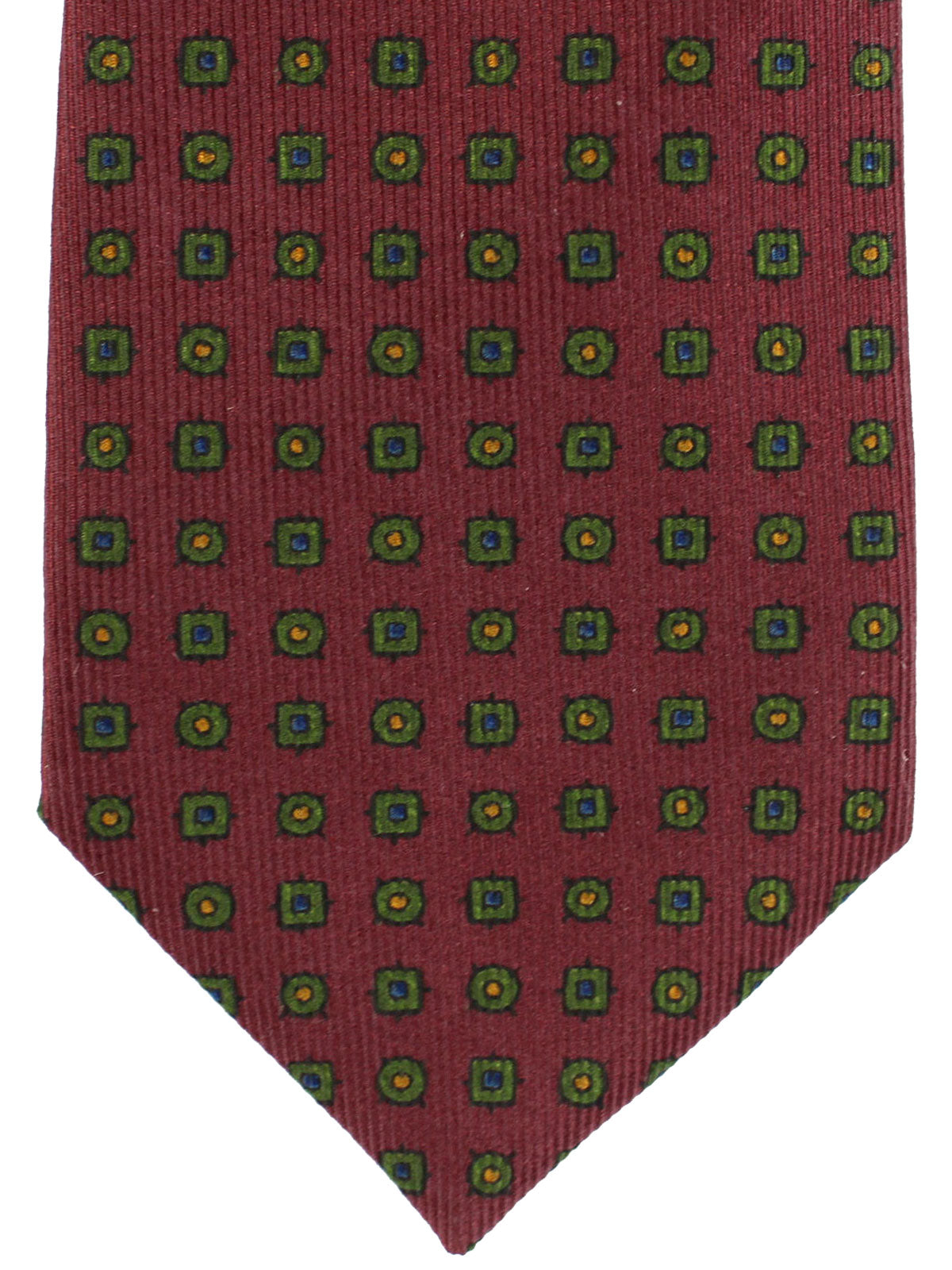 E. Marinella Silk Tie Maroon Green Geometric