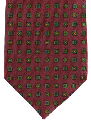 E. Marinella Silk Tie Maroon Green Geometric