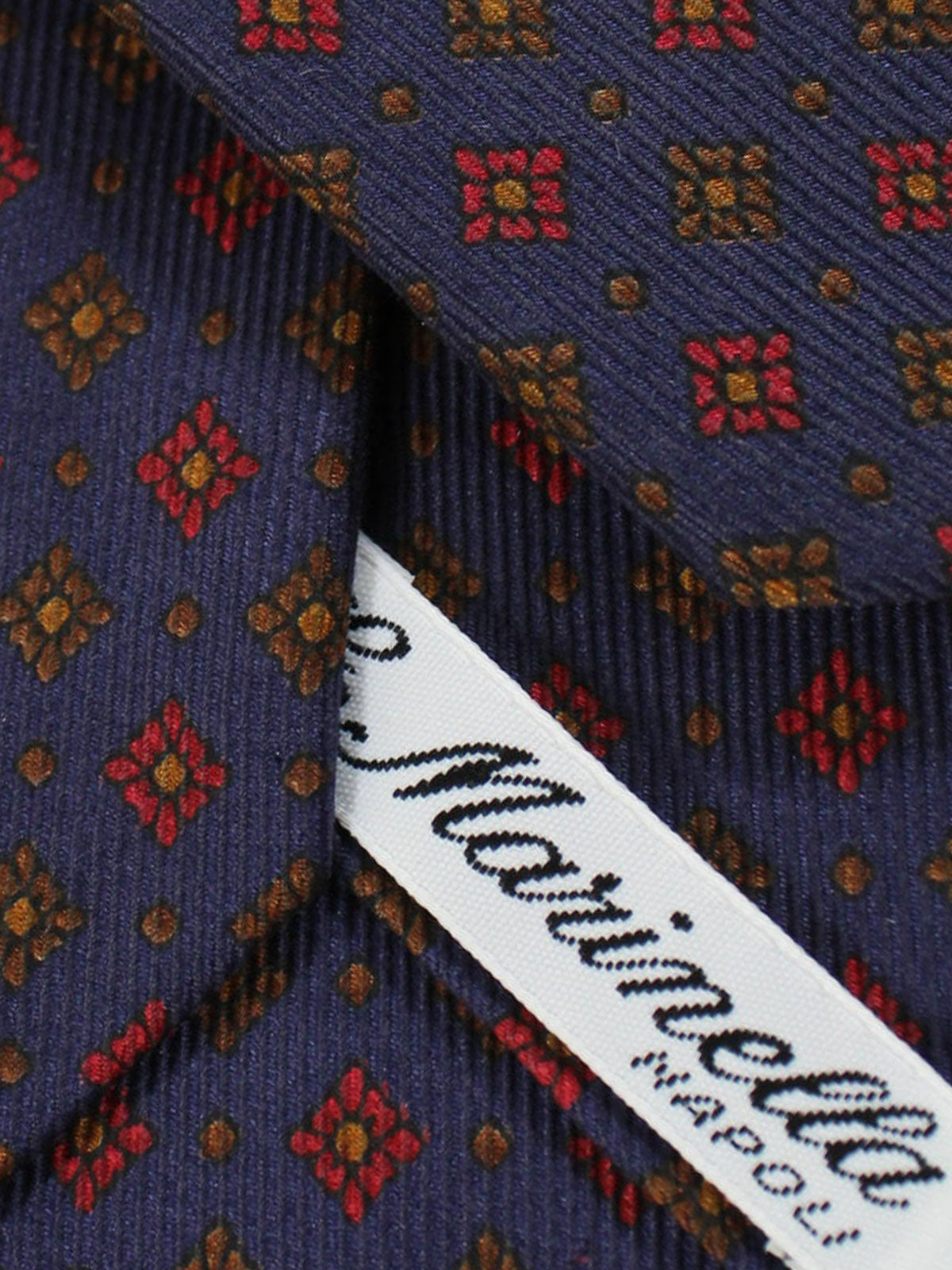 E. Marinella Silk Tie Purple Brown Red Geometric - Narrow Necktie