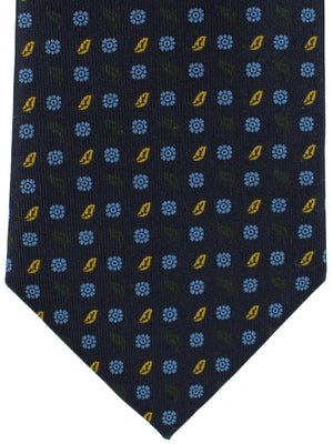 E. Marinella Tie Black Blue Green Floral