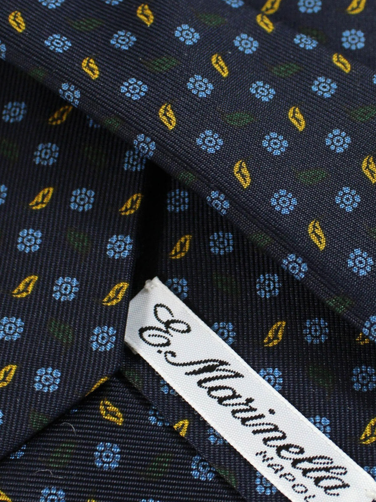 E. Marinella Tie Black Blue Green Floral