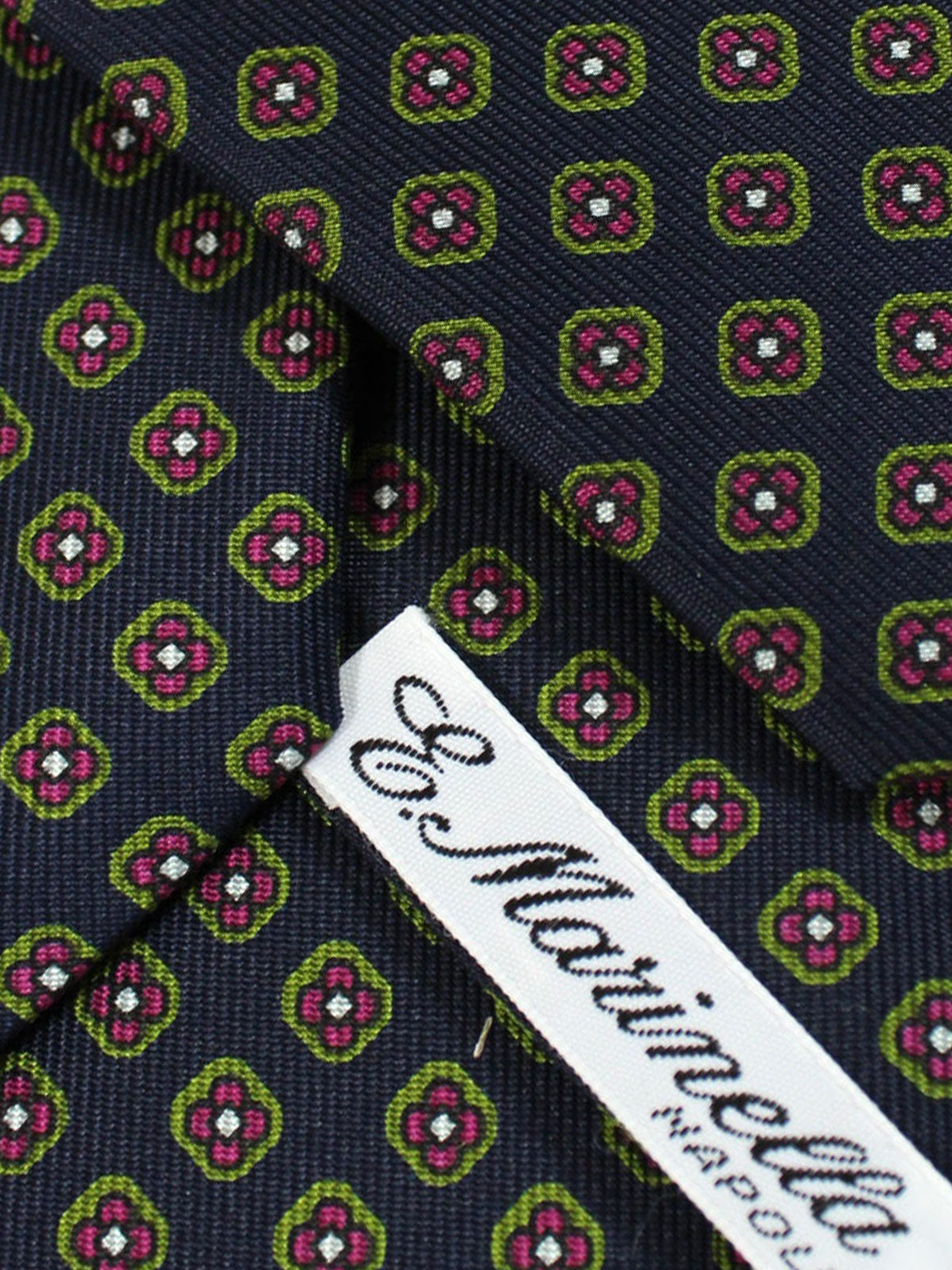 E. Marinella Tie Dark Blue Green Maroon Geometric