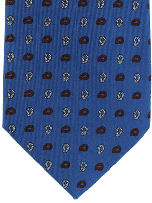 E. Marinella Silk Tie Dark Blue Brown Paisley