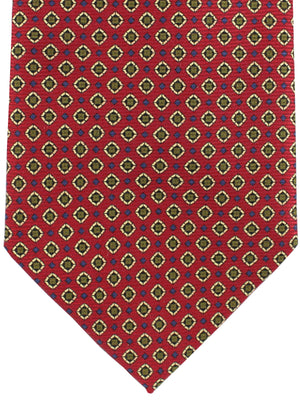 E. Marinella Silk Tie Dark Red Blue Olive Geometric