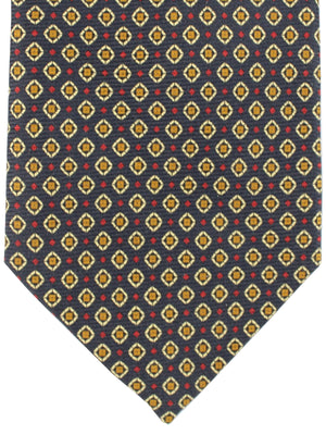 E. Marinella Tie Classic Navy Olive Geometric