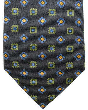 E. Marinella Silk Tie Navy Green Medallions