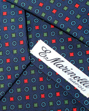 E. Marinella Tie Classic Navy Green Red Geometric