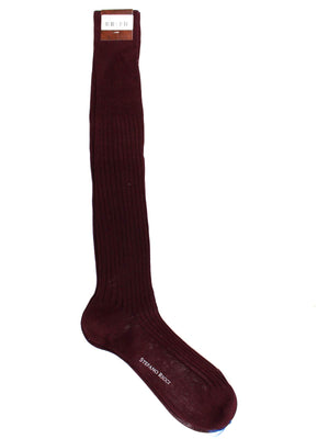 Stefano Ricci Socks Bordeaux Ribbed 