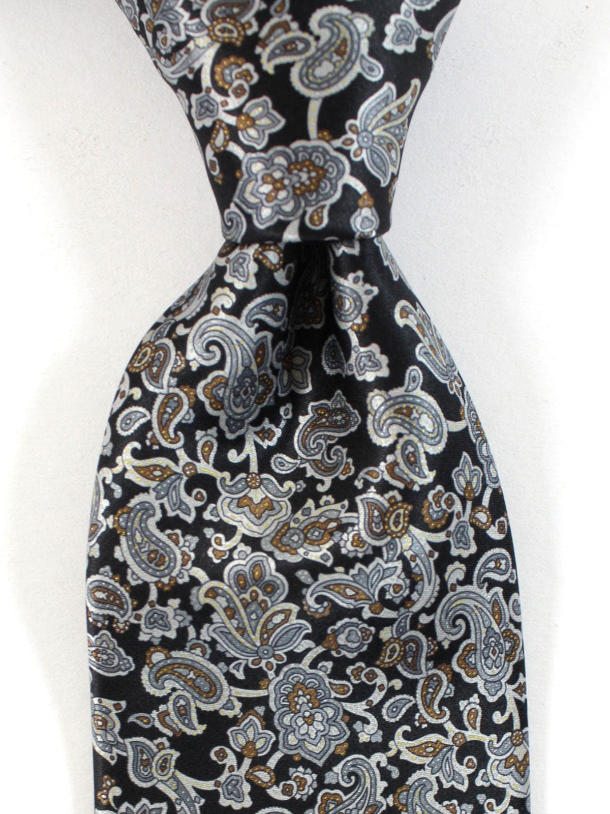 Stefano Ricci Silk Necktie Black Gray Brown Paisley