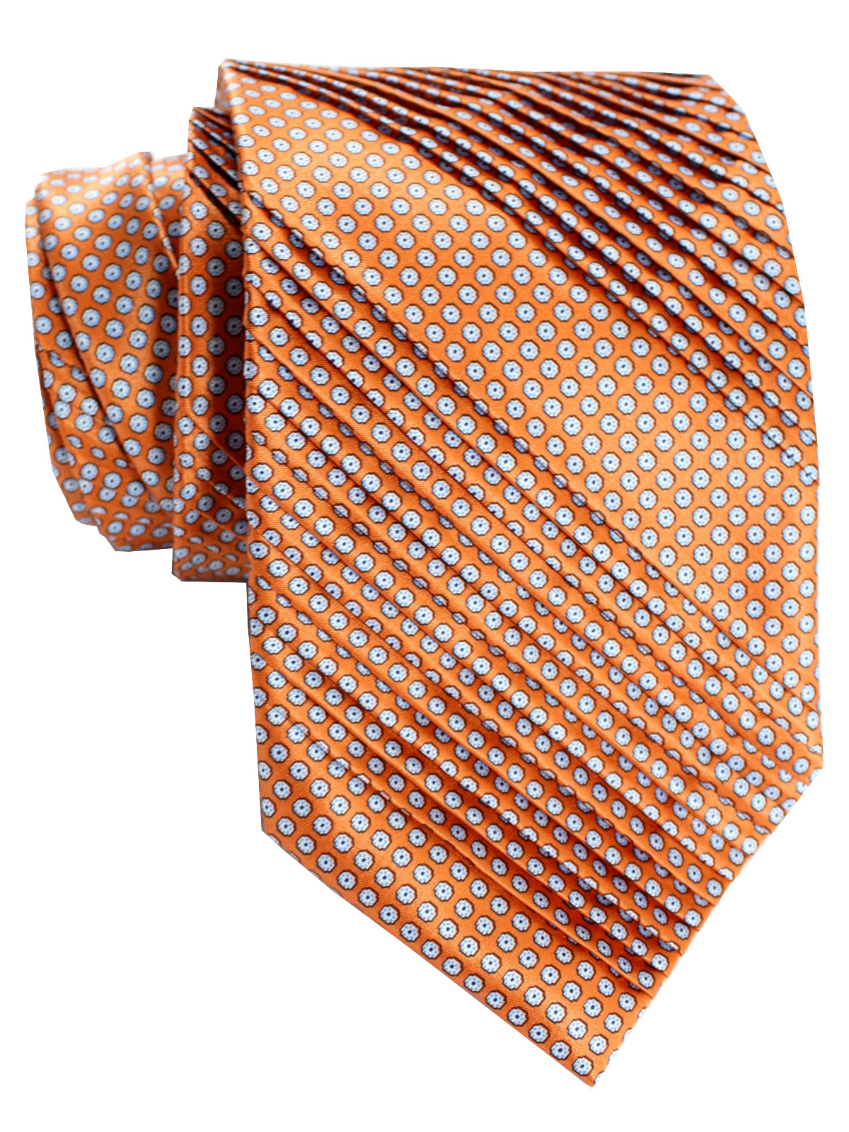 Stefano Ricci Tie Orange Geometric - Pleated Silk