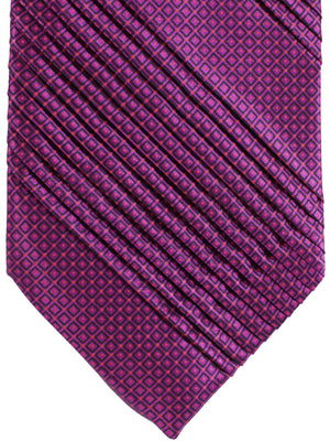 Stefano Ricci Tie Magenta Geometric - Pleated Silk