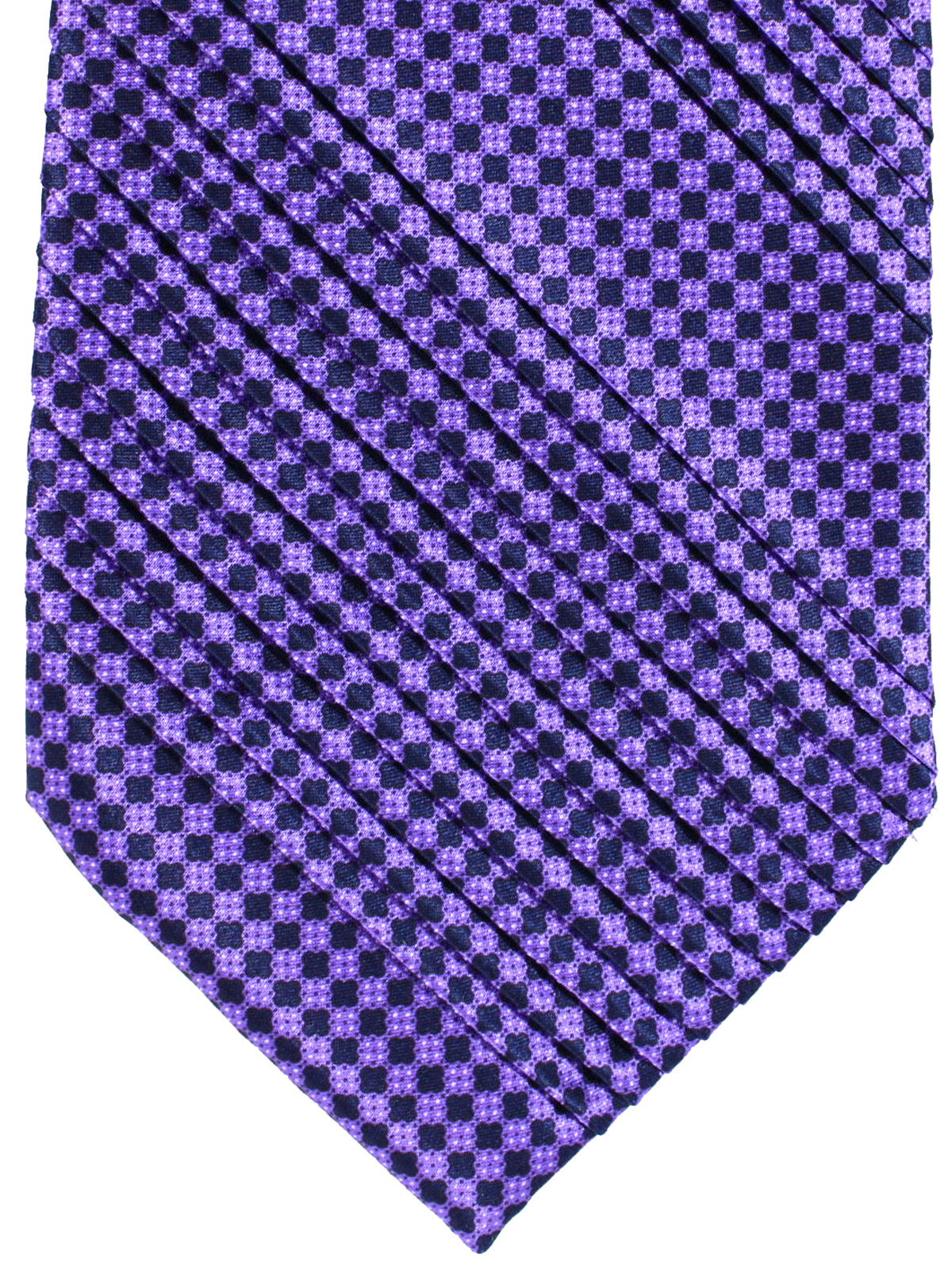 Stefano Ricci Tie Purple Geometric - Pleated Silk