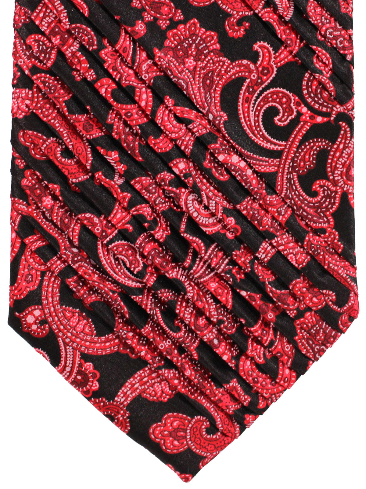 Stefano Ricci Tie Black Pink Ornamental - Pleated Silk Necktie