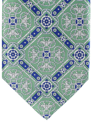 Stefano Ricci Silk Tie Green Silver Royal Blue Medallions