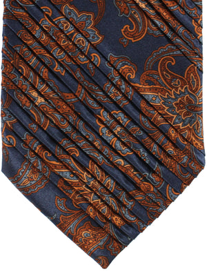 Stefano Ricci Pleated Silk Tie Dark Blue Gray Brown Ornamental