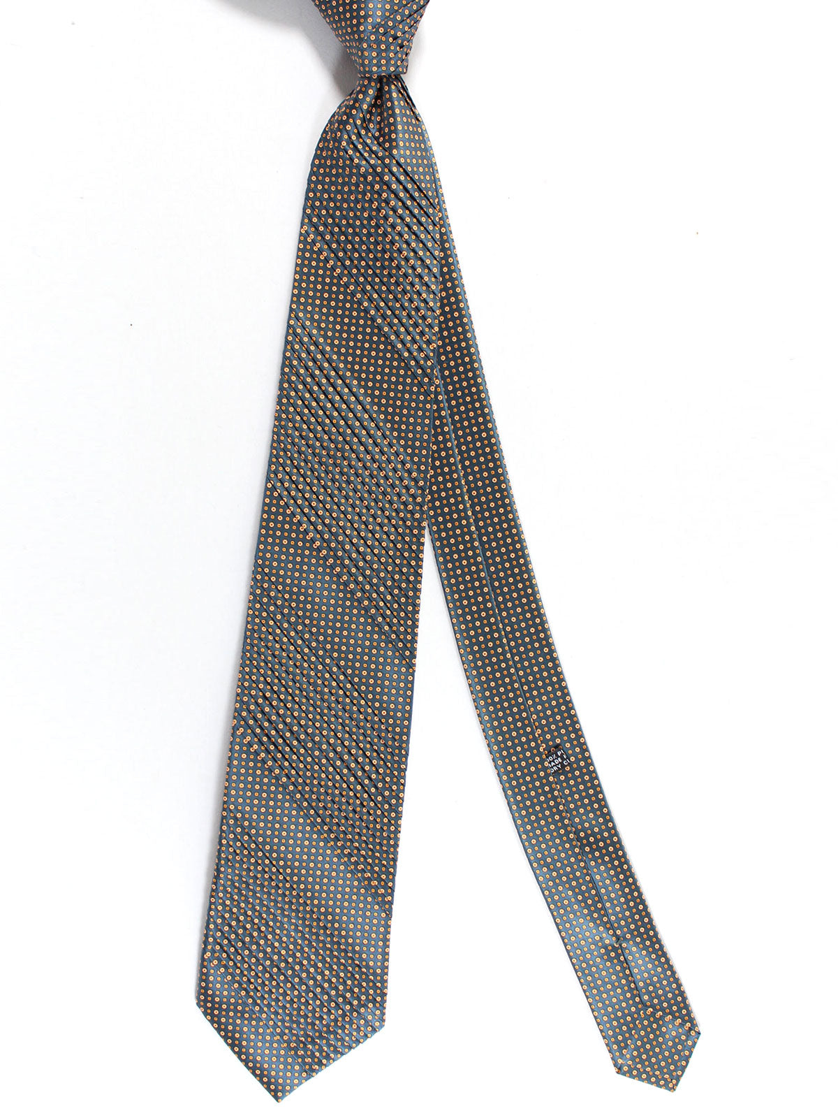 Stefano Ricci Tie Black Orange Geometric - Pleated Silk