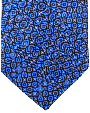 Stefano Ricci Tie Royal Blue Navy Geometric Design - Pleated Silk