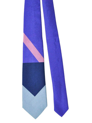 Gene Meyer Tie Navy Gray Purple Pink Design