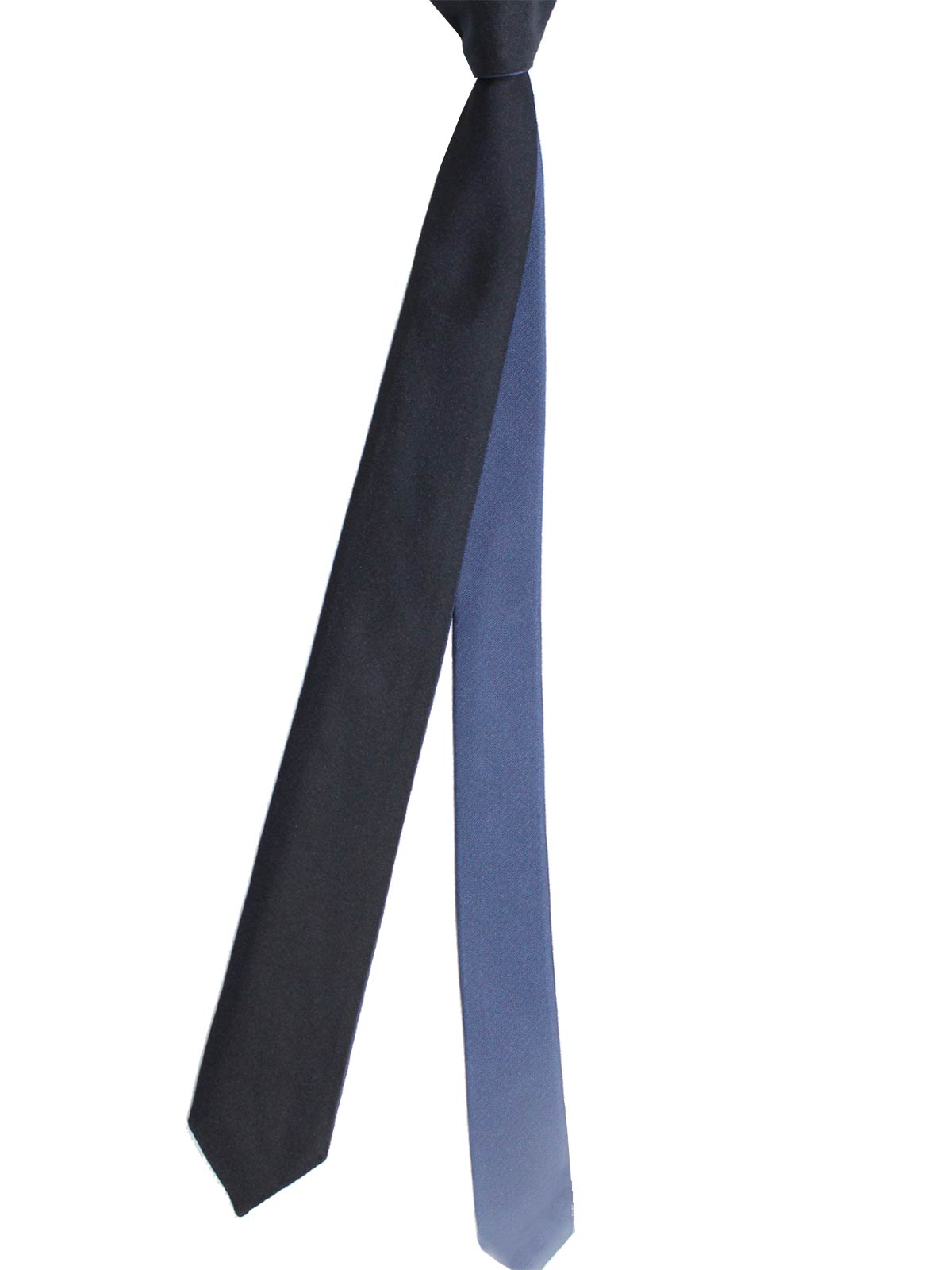 Valentino Skinny Tie - Dark Blue Navy Solid Reversible Design