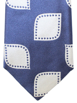 Massimo Valeri 11 Fold Tie Blue Silver White Geometric Elevenfold Necktie