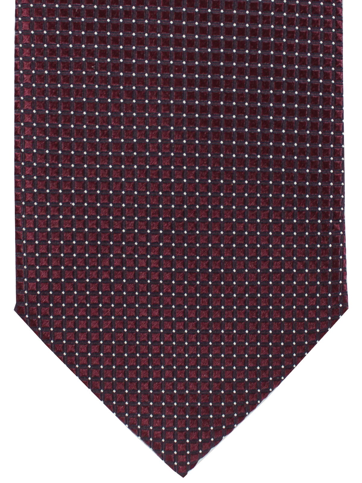 Ermenegildo Zegna Silk Necktie Maroon Black Silver Micro Check