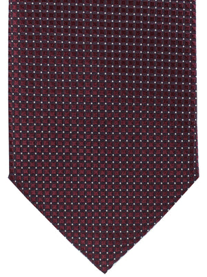 Ermenegildo Zegna Silk Necktie Maroon Black Silver Micro Check