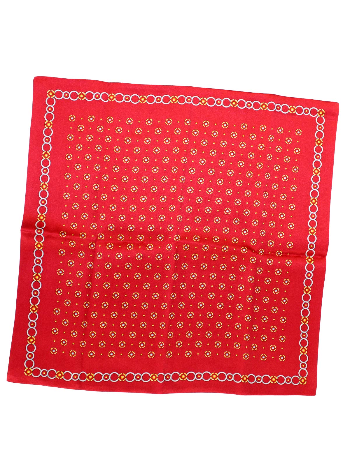 Zilli Silk Pocket Square Red Gold Silver Design SALE