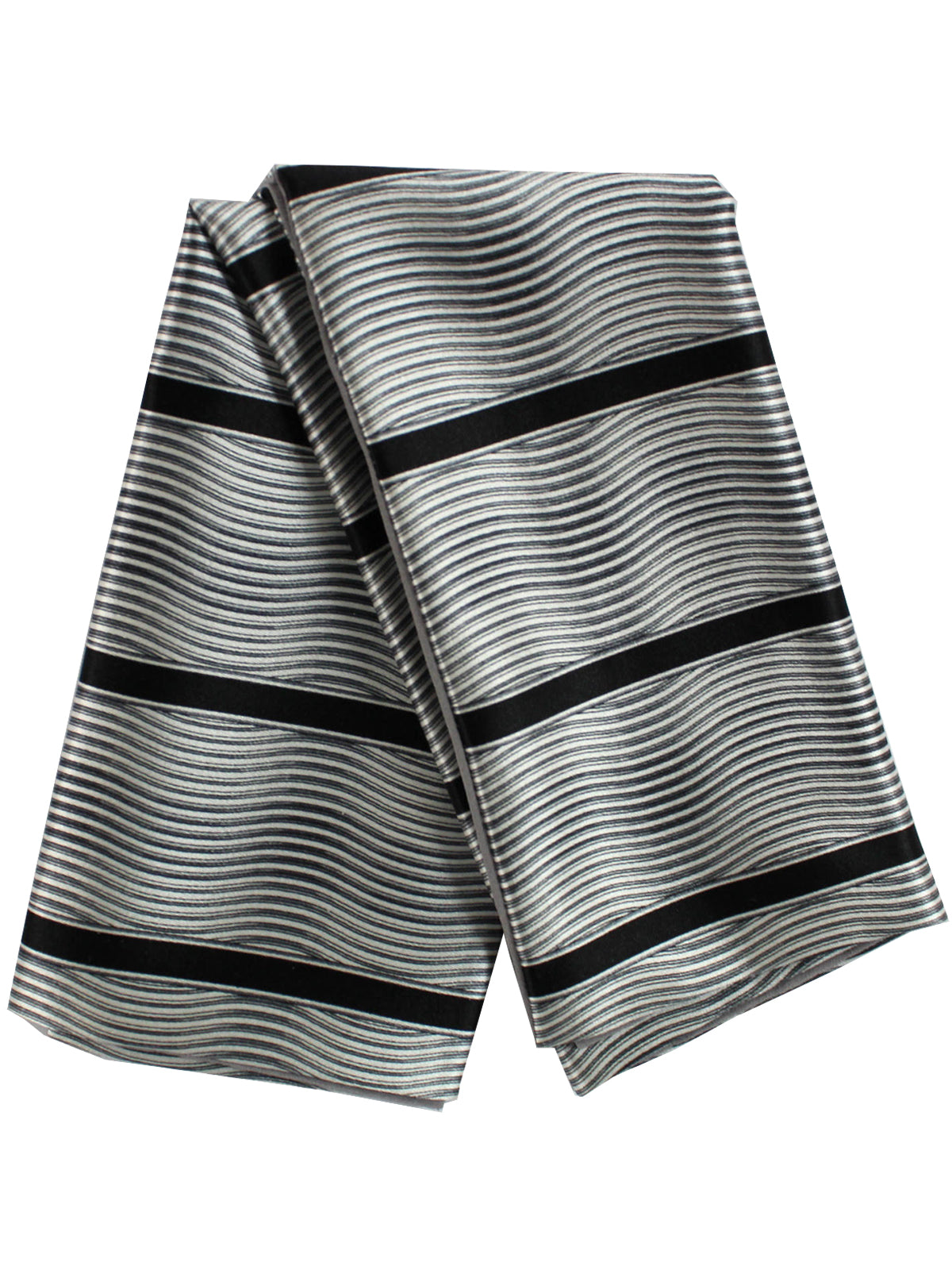 Zilli Silk Pocket Square Gray Black Stripes Design SALE