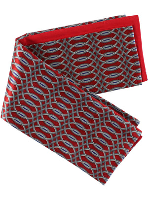 Zilli Silk Pocket Square Red Gray Maroon Geometric Design SALE