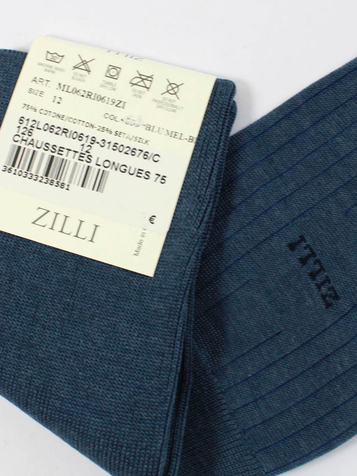 Zilli Over The Calf Socks Midnight Blue US 11.5 / EUR 45 Cotton Silk Men Socks