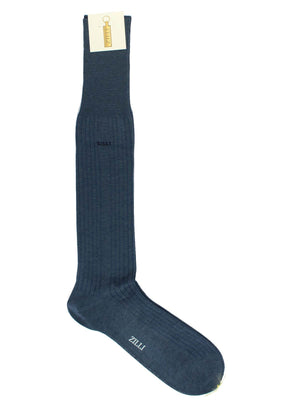 Zilli Over The Calf Socks Midnight Blue US 11.5 / EUR 45 Cotton Silk