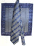 Zilli Silk Tie & Pocket Square Set Dark Blue Stripes Geometric