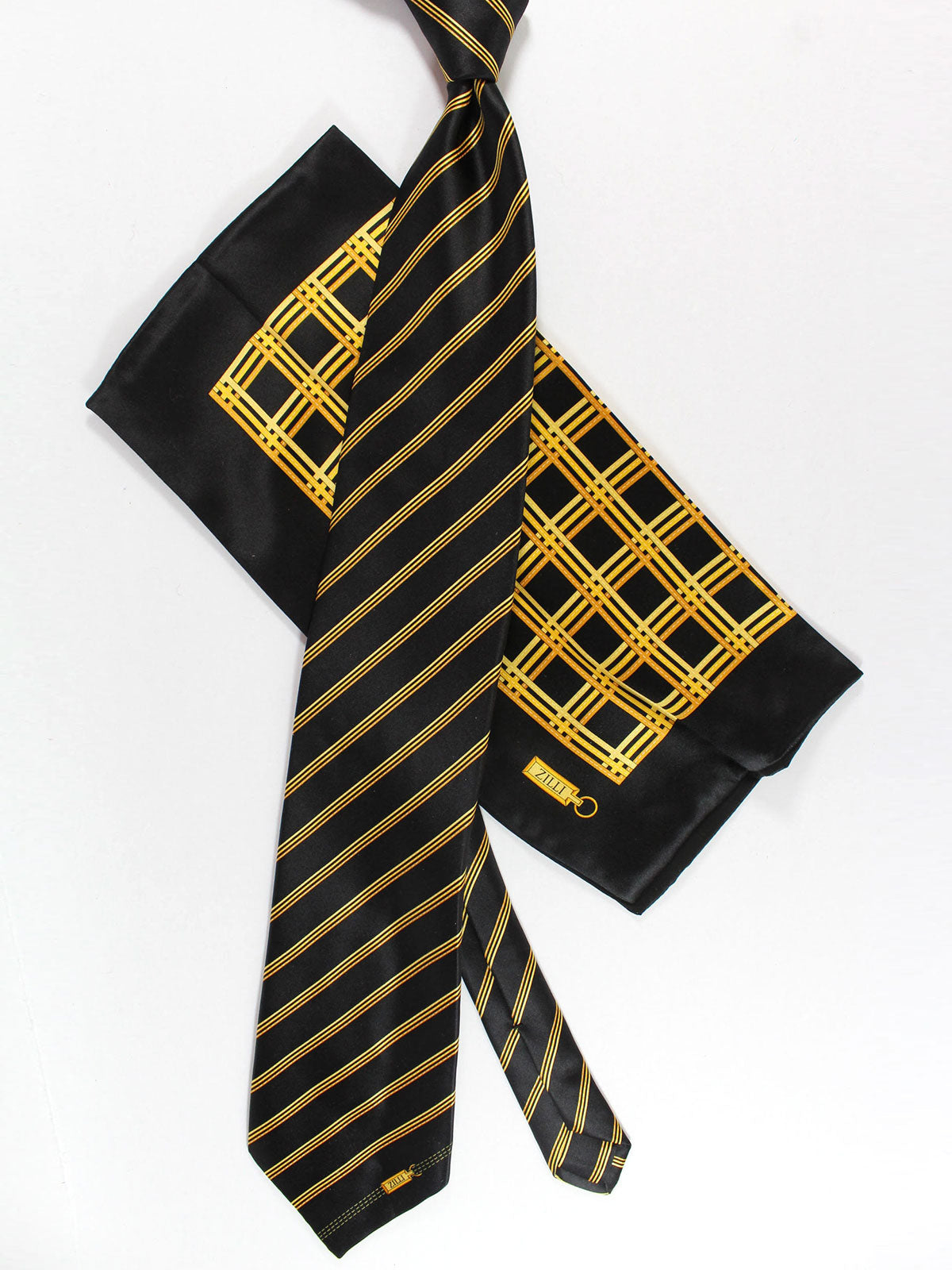 Zilli designer Extra Long Tie & Matching Pocket Square Set